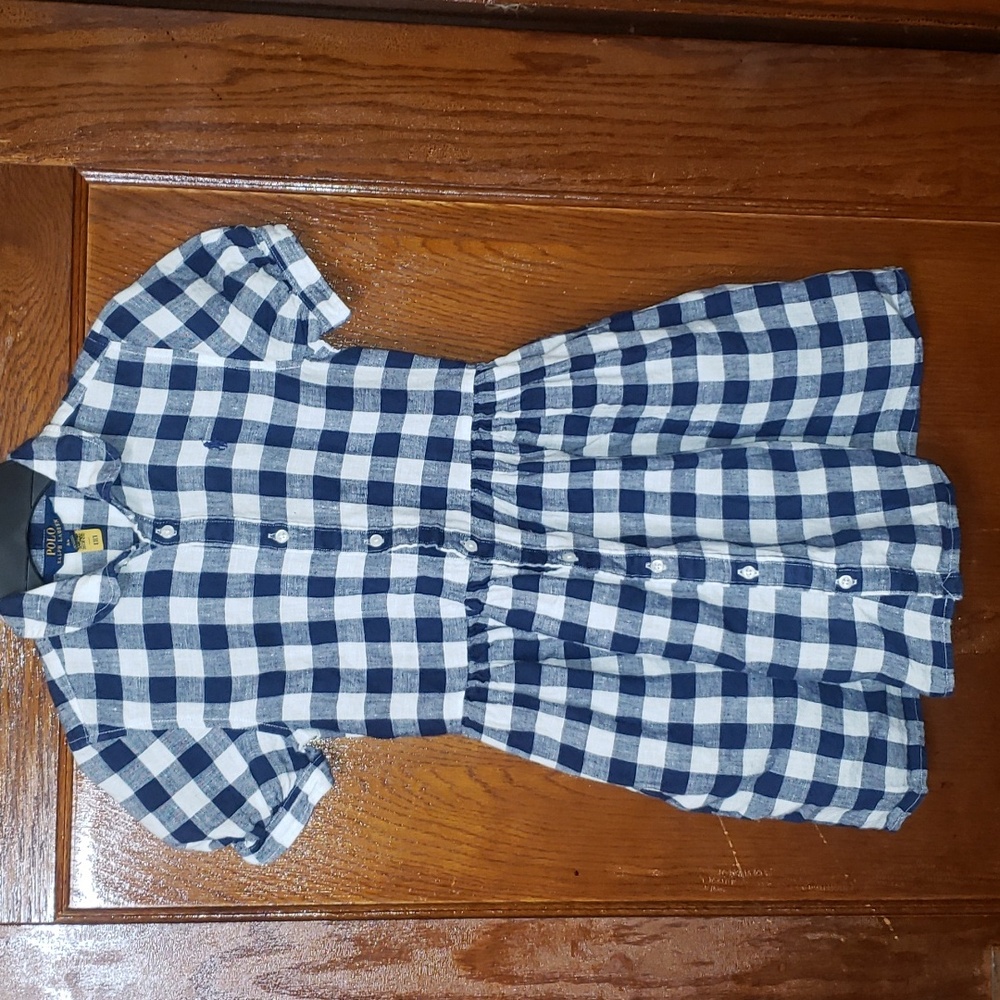 Blue/white checkered Polo (Ralph Lauren) dress for girls size 6x.